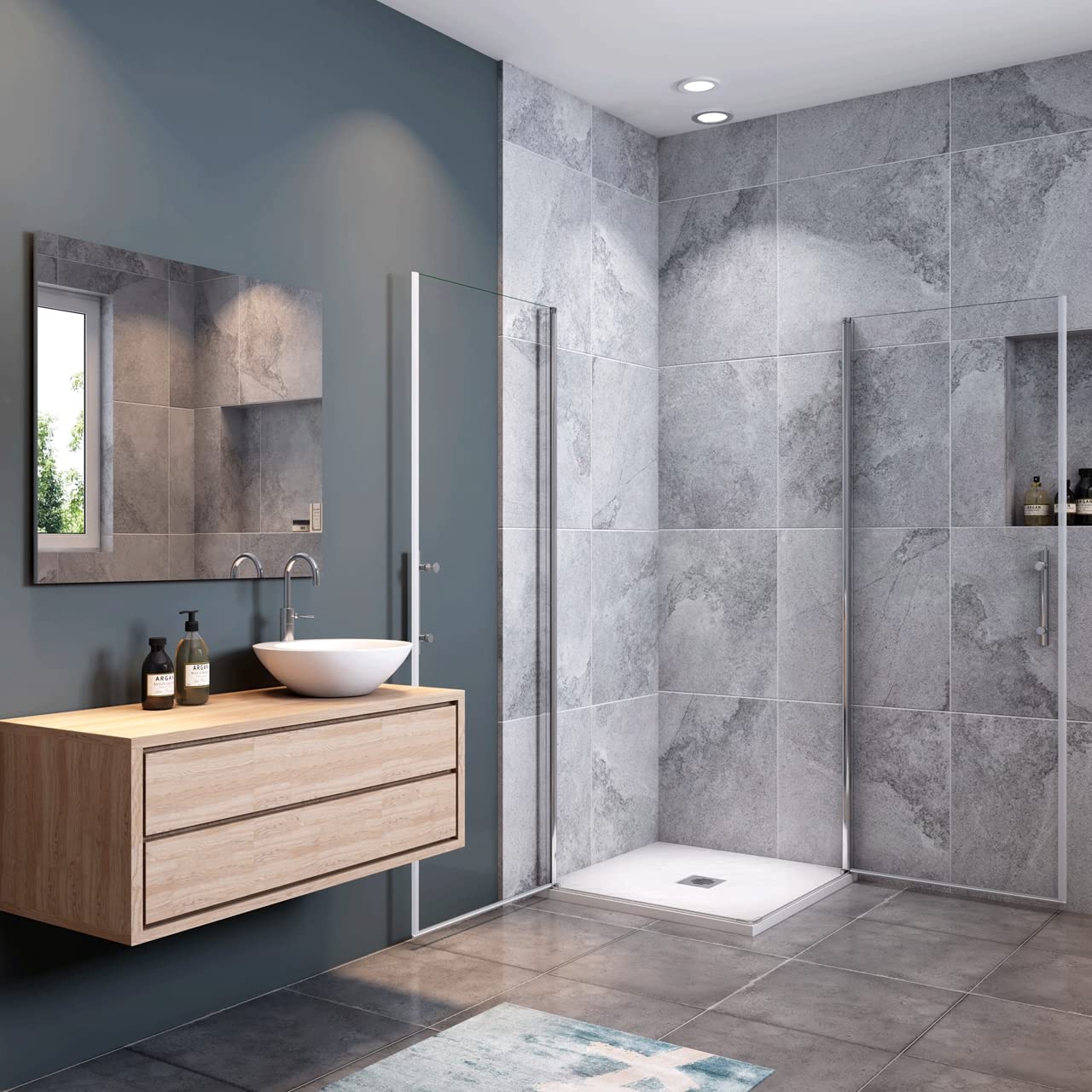 Box Doccia Angolare Due Porte a Battente 80x80x195cm Temperato Vetro 6mm