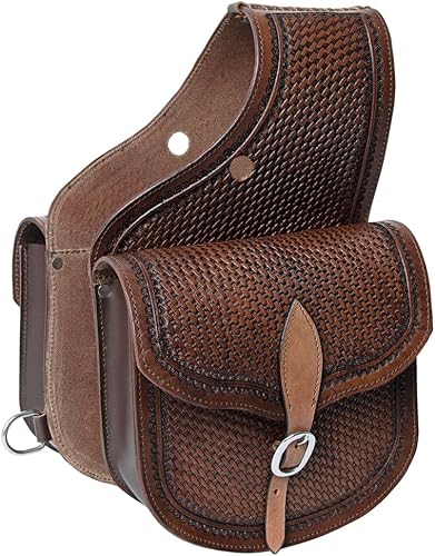 HILASON Concho Western Horse - Bolsa de sillín de cuero resistente y tradicional Bolsa de sillín Bolsa de sillín de caballo Bolsa de sillín