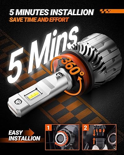 Vista 54 de SEALIGHT - Bombillas 9005/HB3, superbrillantes con 33,000 lúmenes, antiniebla, color blanco frío, 6500K, 60,000 horas de vida útil, ventilador