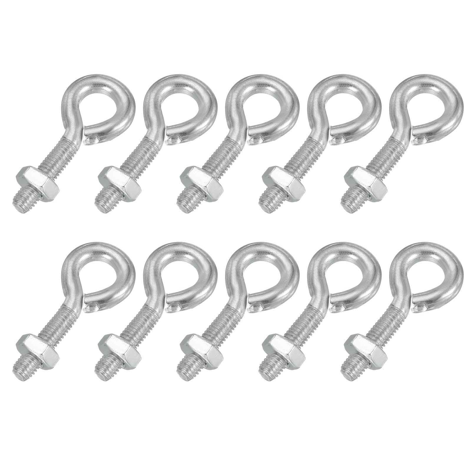 PATIKIL Bulloni Ad Occhiello M8x30mm, 10 Pz Bulloni Ad Occhiello In Acciaio Al Carbonio Con Dado Per Appendere O Fissare Cavoli Argento