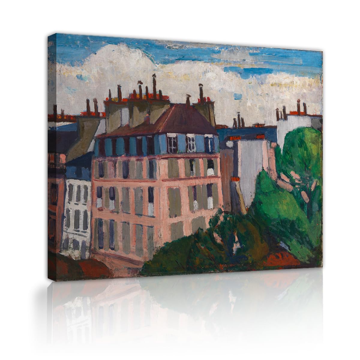 TOANGWALL Henry Lyman Sayen Rooftops Paris Canvas Wall Art Living Room Modernist European Architecture Framed Picture for Office Home Decor 40x50cm