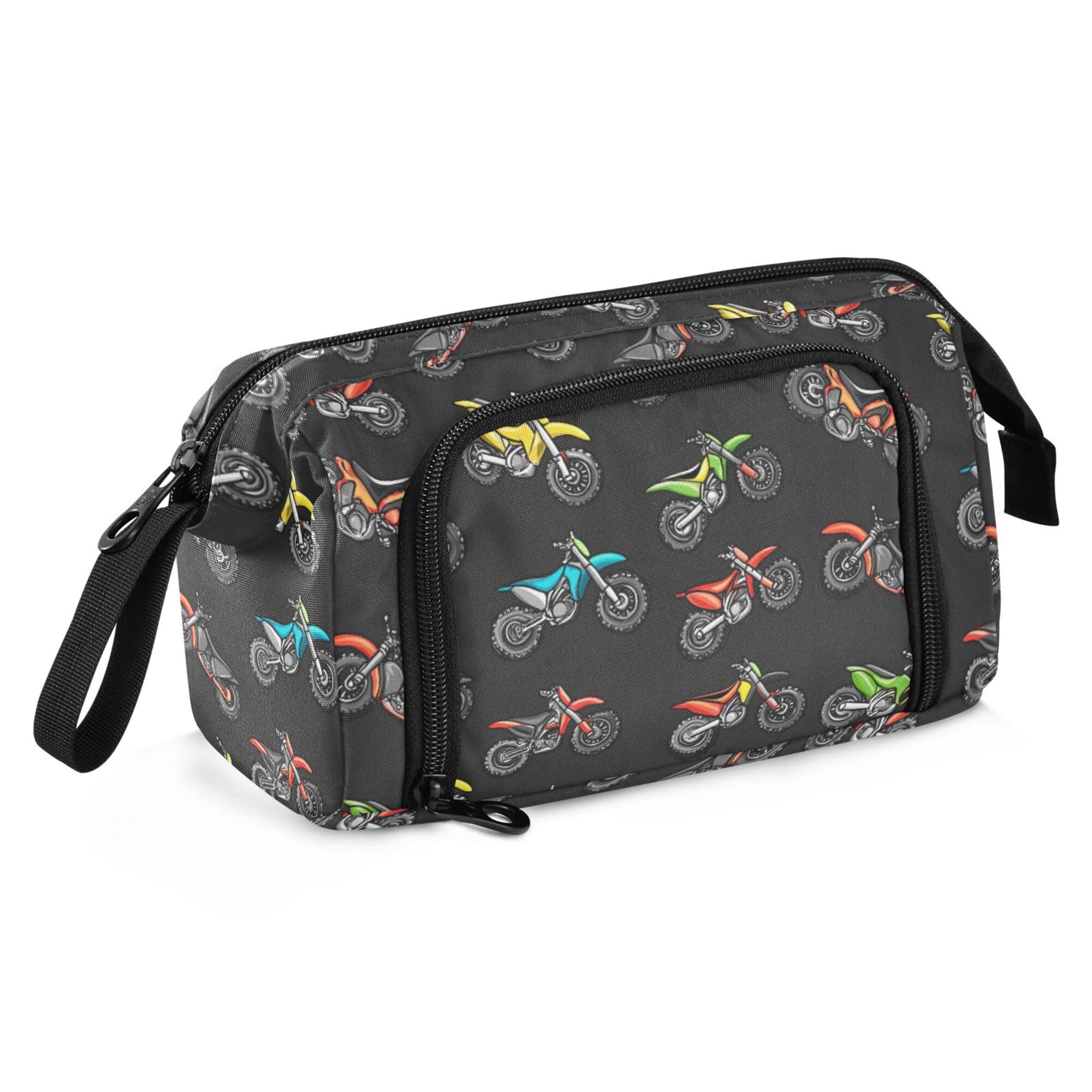 Fisyme Motocross Dirt Bike Black Pencil Case Large Capacity Pen Bags Box Big Makeup Pouch Organizer