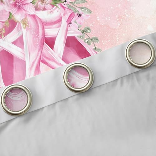 Miniatura 5 de Cortinas de ballet para niños, cortinas de ballet para niñas, adultos, flores de rosa, cielo estrellado, rosa, romántico, con ojales, juego de 2