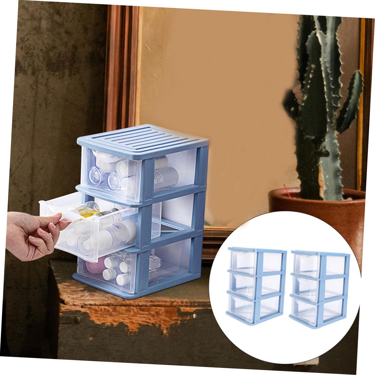 NOLITOY 2 Stück Teiliges Aufbewahrungsbox Transparentes Mehrschichtiges Schubladensystem für Make Up Schuhe und Bürozubehör Platzsparende Organizerbox für Studentenbedarf und Kleinteile