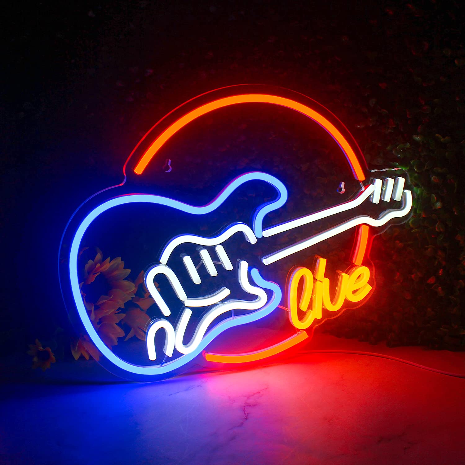 Gaoxun Gitarren-Neonschild LED, 40x19 Cm – Dimmbar, App-Steuerung, Music Sync | USB-Betrieb Für Wanddeko