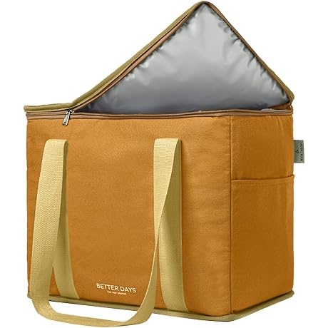 PREMIUM Large Insulated Market Totes - Reusable Grocery Totes - Leakproof Insulated Cooler Bag