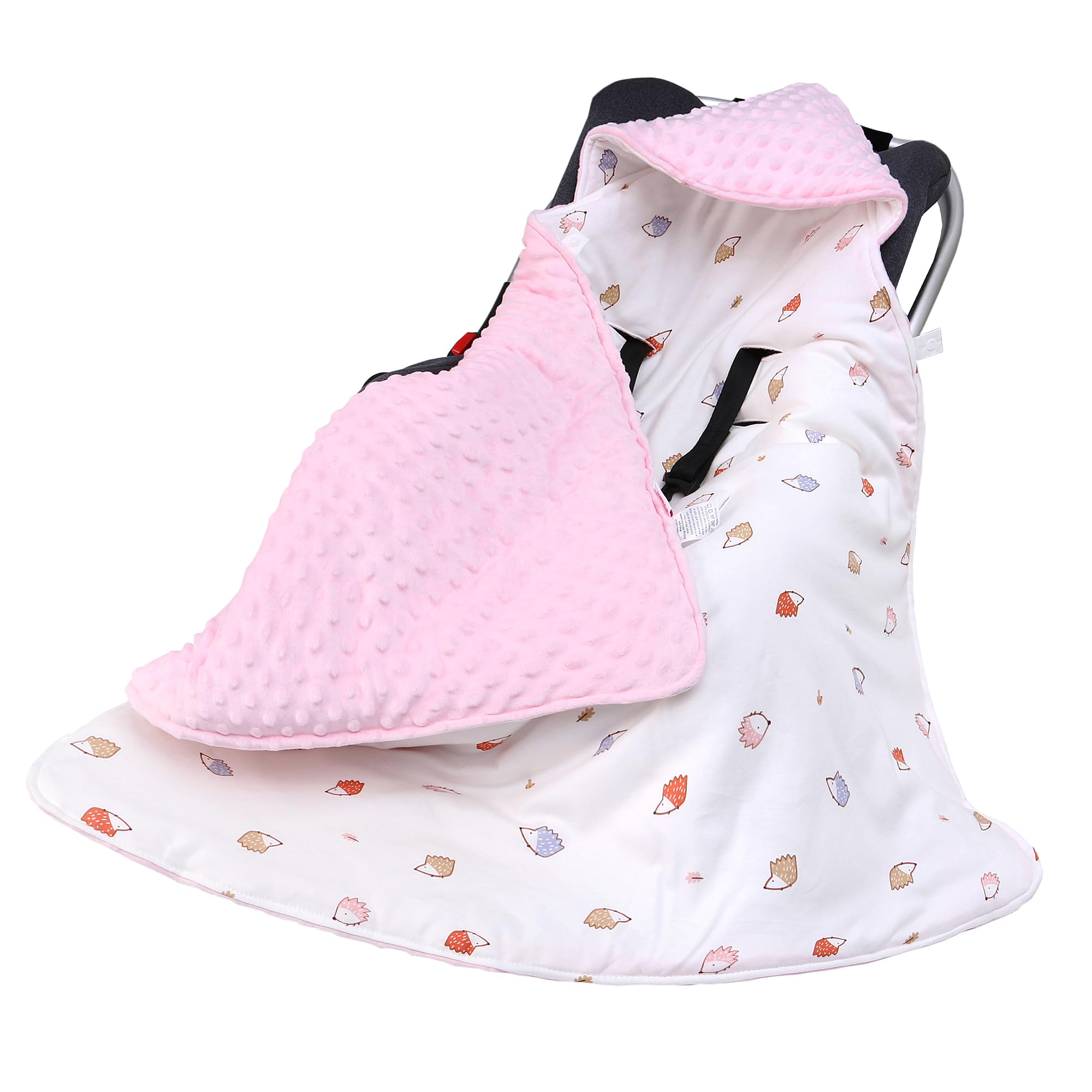 amo nenes Baby Einschlagdecke 100% Baumwolle, Universal Einschlagdecke Babyschale 90 x 90cm, Herbst-Winter-Babydecke(Igelblatt)