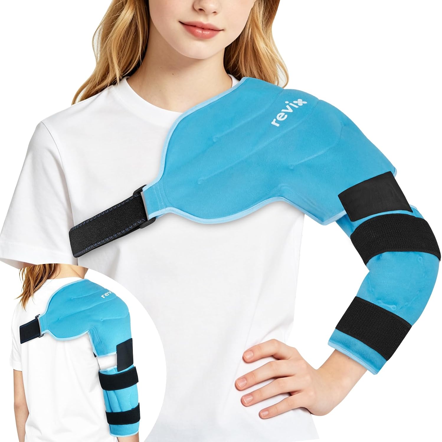 REVIX Youth Shoulder Arm Ice Pack Wrap for Pitchers, Elbow Ice Pack Wrap, L
