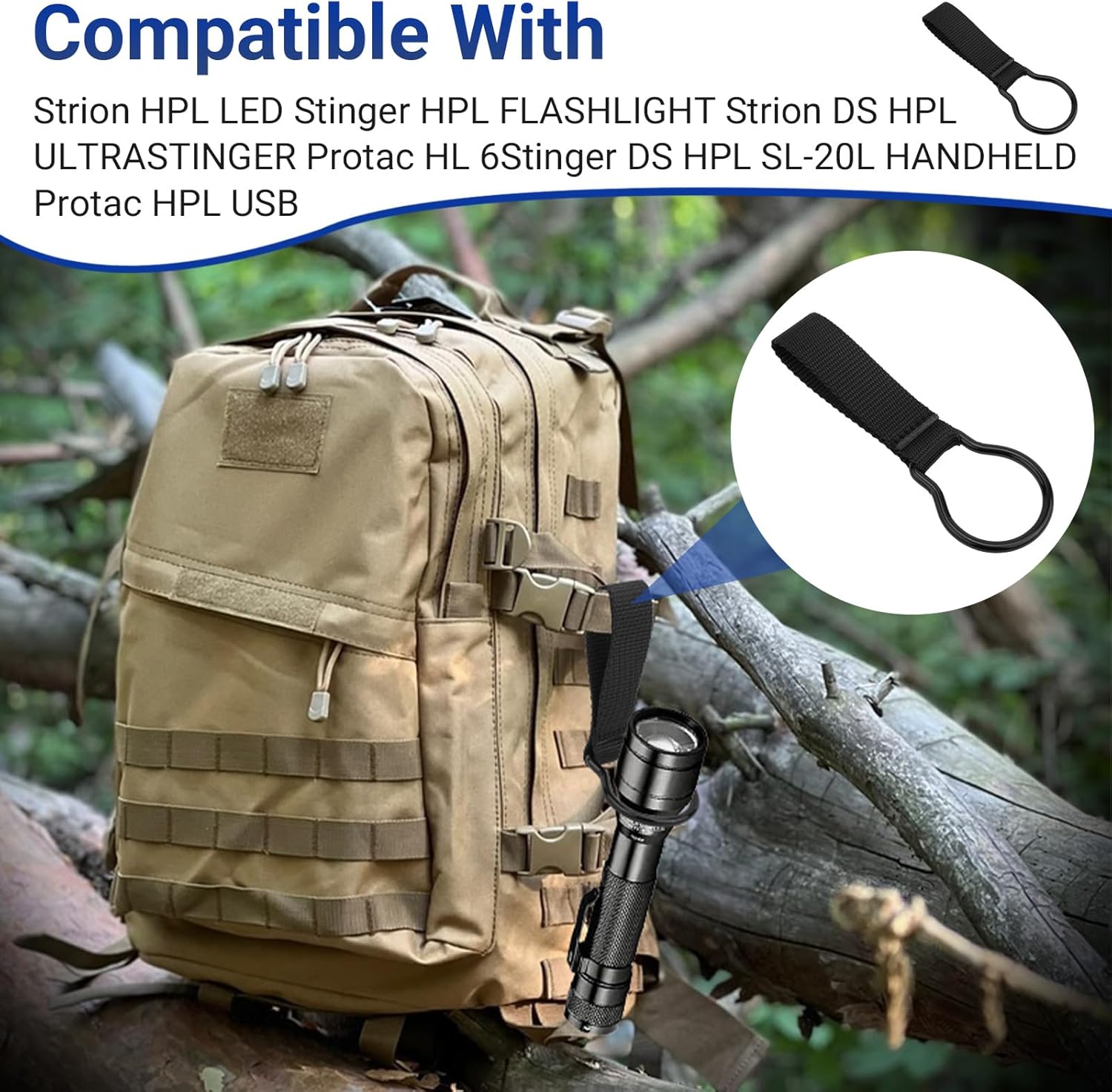 75906 Flashlight Ring Holder Compatible with Streamlight Flashlight, Nylon Holsters Carrying Accessories