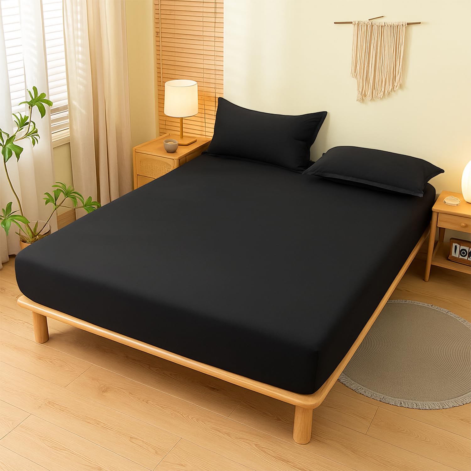 Lithara Waterproof Polyster Mattress Protector|Fitted Bed Cover|Mattress Cover for 36 x 75 Inch Single Bed - Pack of 1 Black-image-3