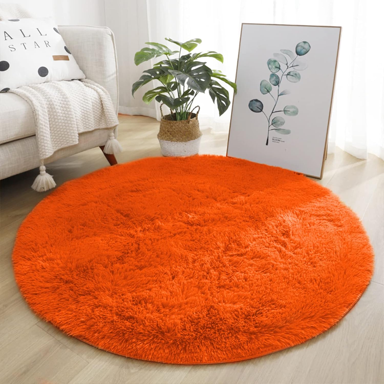 Lifup Soft Fluffy Round Area Rug Cozy Plush Shaggy Circle Carpet for Living Room Bedroom Home D cor
