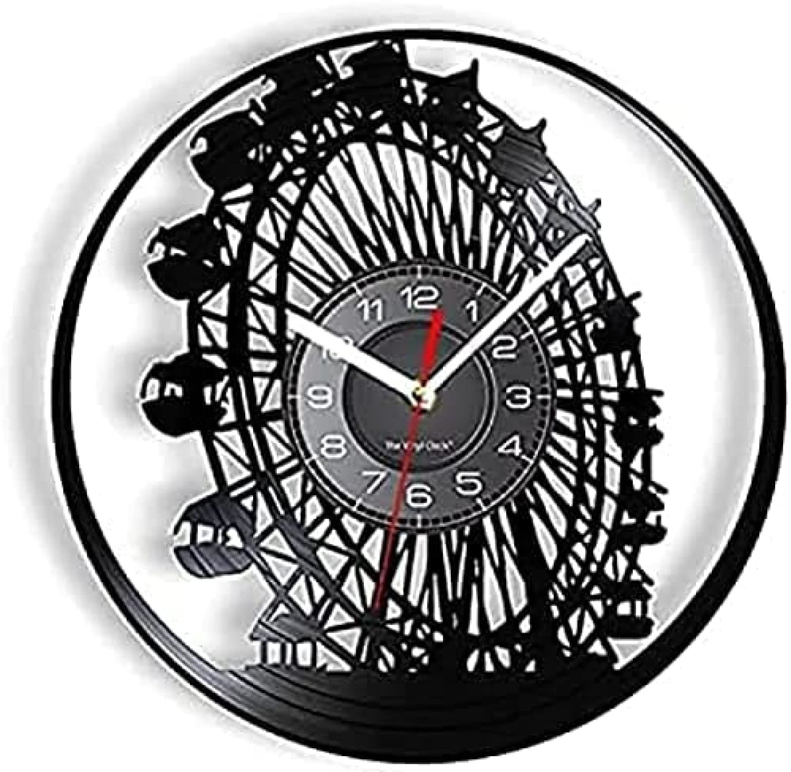 Cadeau décoratif original : horloge murale ronde Sky Wheel en vrai vinyle