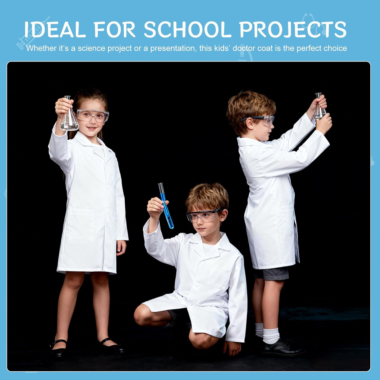 14 Pcs Unisex Kids Lab Coat Bulk White M Size Soft Costume Coat, Doctor Dress Up Scrubs, Scientist Role Play Costume, for Boys Girls - Image 7