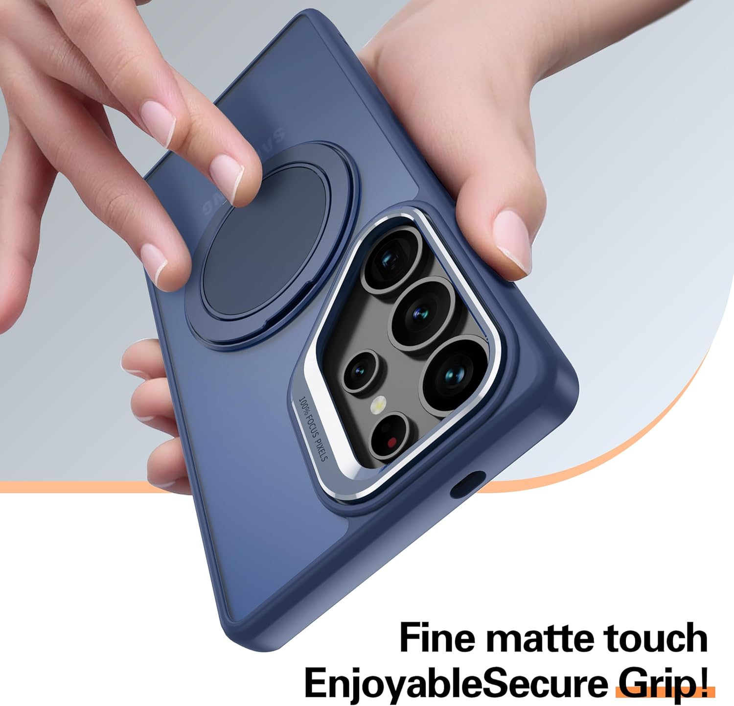 GOLDJU for Samsung Galaxy S25 Ultra Case with 360°Rotatable Magnetic Stand [Military Drop Protection] [Compatible with MagSafe] Matte Translucent Slim S25 Ultra Case with 9H ScreenProtector, Blue 2025