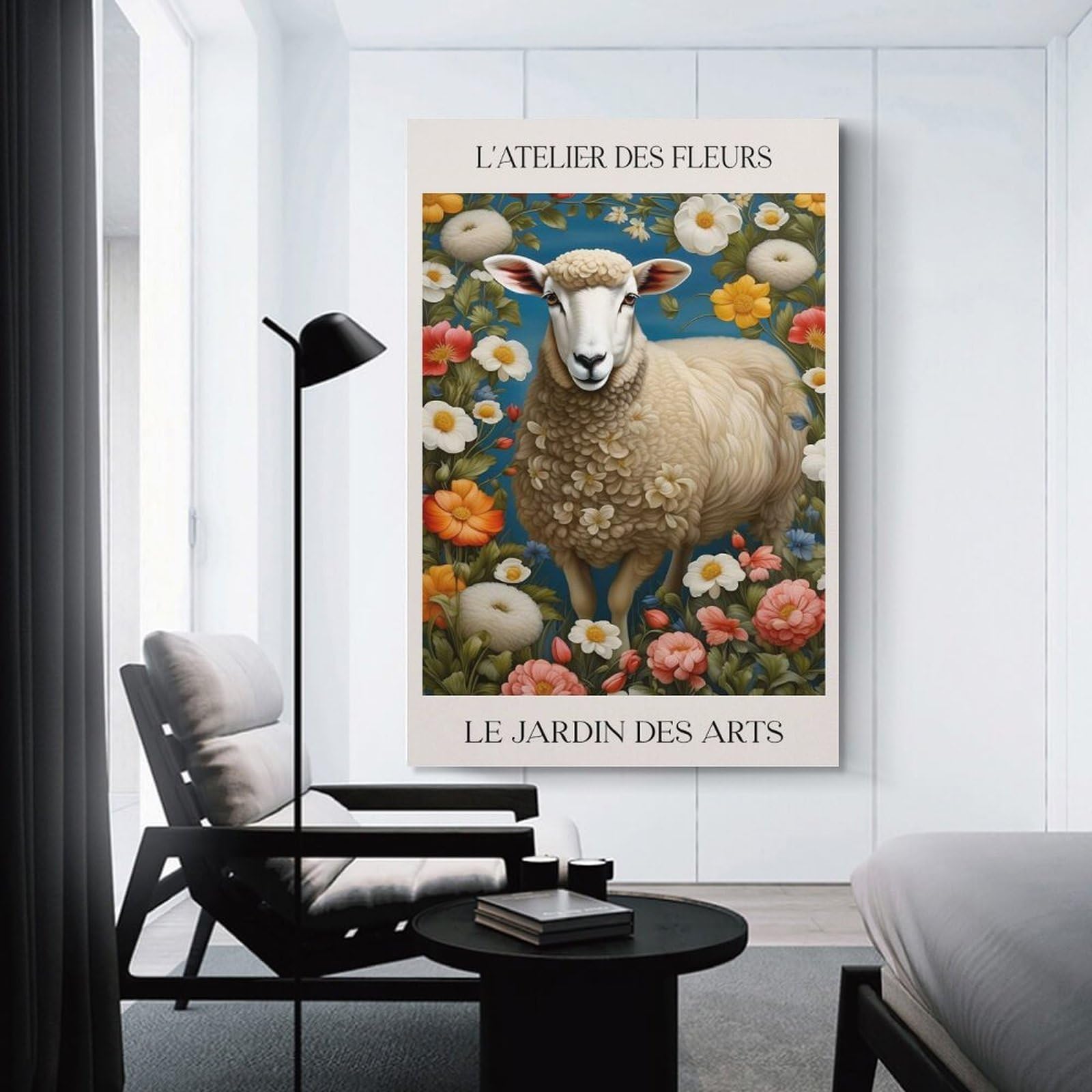 Junmoney Funny Sheep Portrait Wall Picture Print 20x30inch(50x75cm), for Picture Wall Styling in Lounge Or Bedroom, Ideal for Building A Coordinated Art Wall