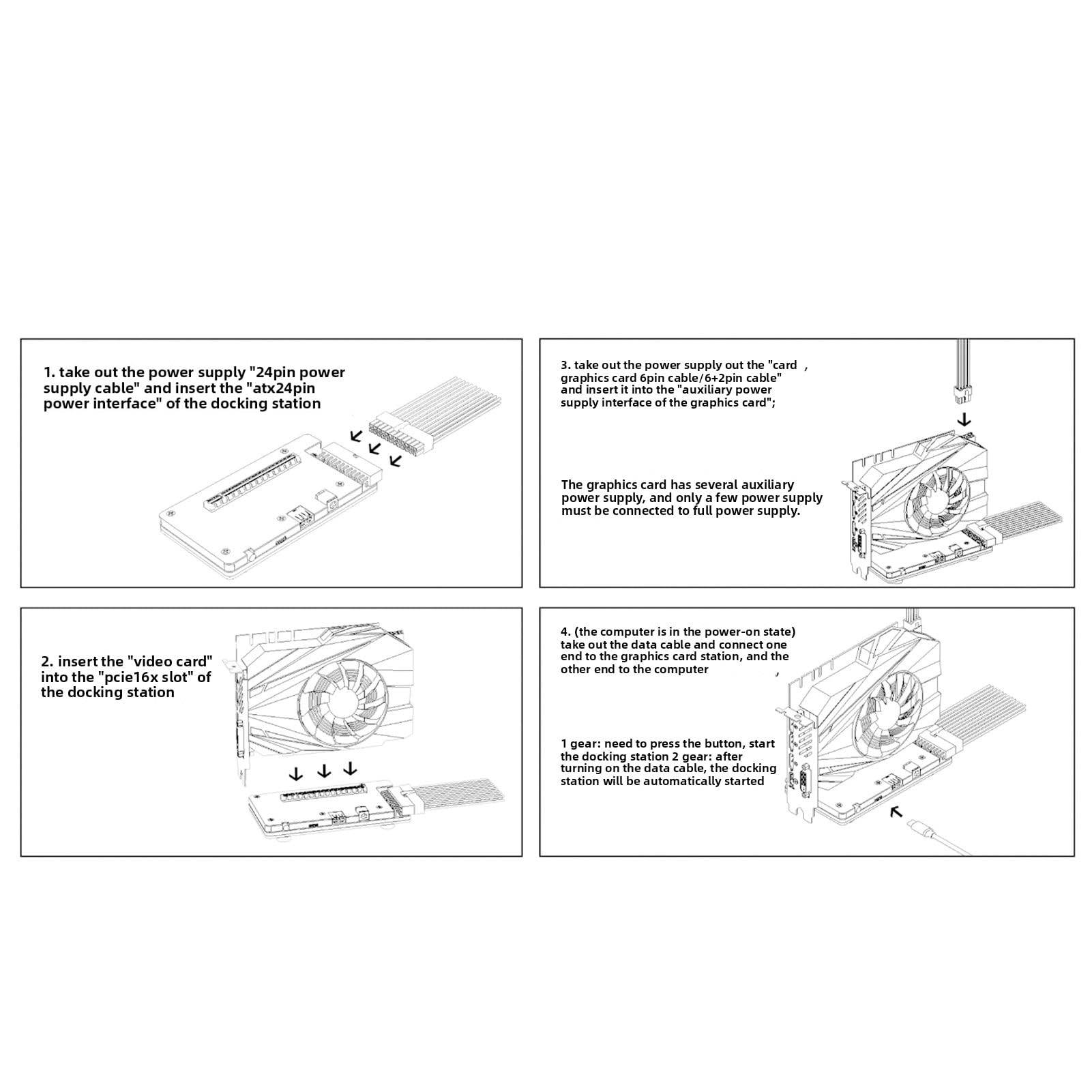 PUSOKEI PUSOKEI Stacja Dokująca EGPU, Stacja Dokująca Zewnętrznej Karty Graficznej GPU, USB4.0, ATX24Pin, PCIe 16X (PCIe3.0x4), Obsługa Zasilacza ATX/SFX