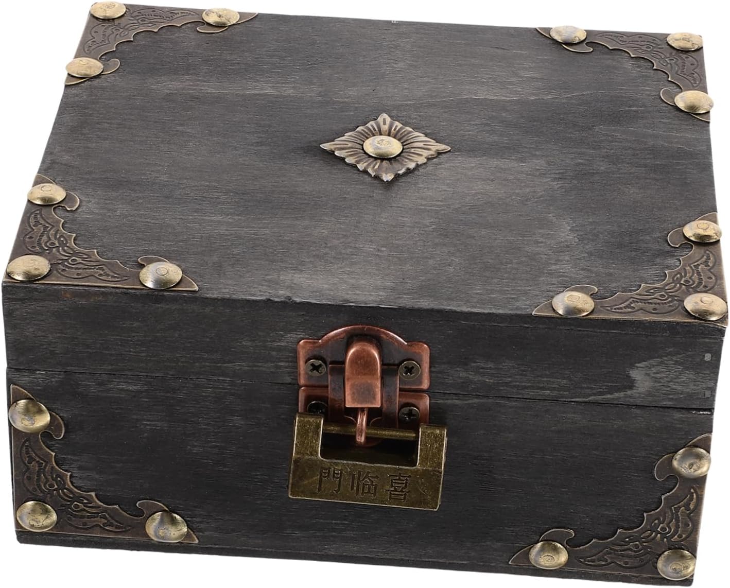 Antique Wooden Treasure Chest Box Vintage Locked Trinket Storage Organizer for Jewelry for Decor and Gift Giving Special Occasions