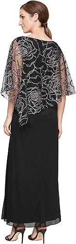 Miniatura 2 de S.L. Fashions Women's Long Floral Shimmer Overlay Cape Dress