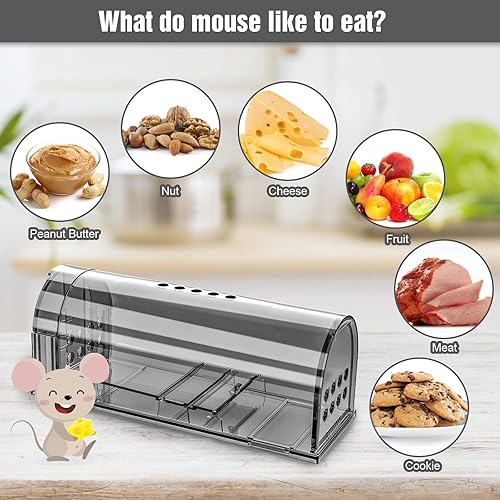 Miniatura 5 de 4 trampas humanas para ratones que no matan, trampas para ratones vivos en interiores para el hogar, pequeñas trampas reutilizables para ratones