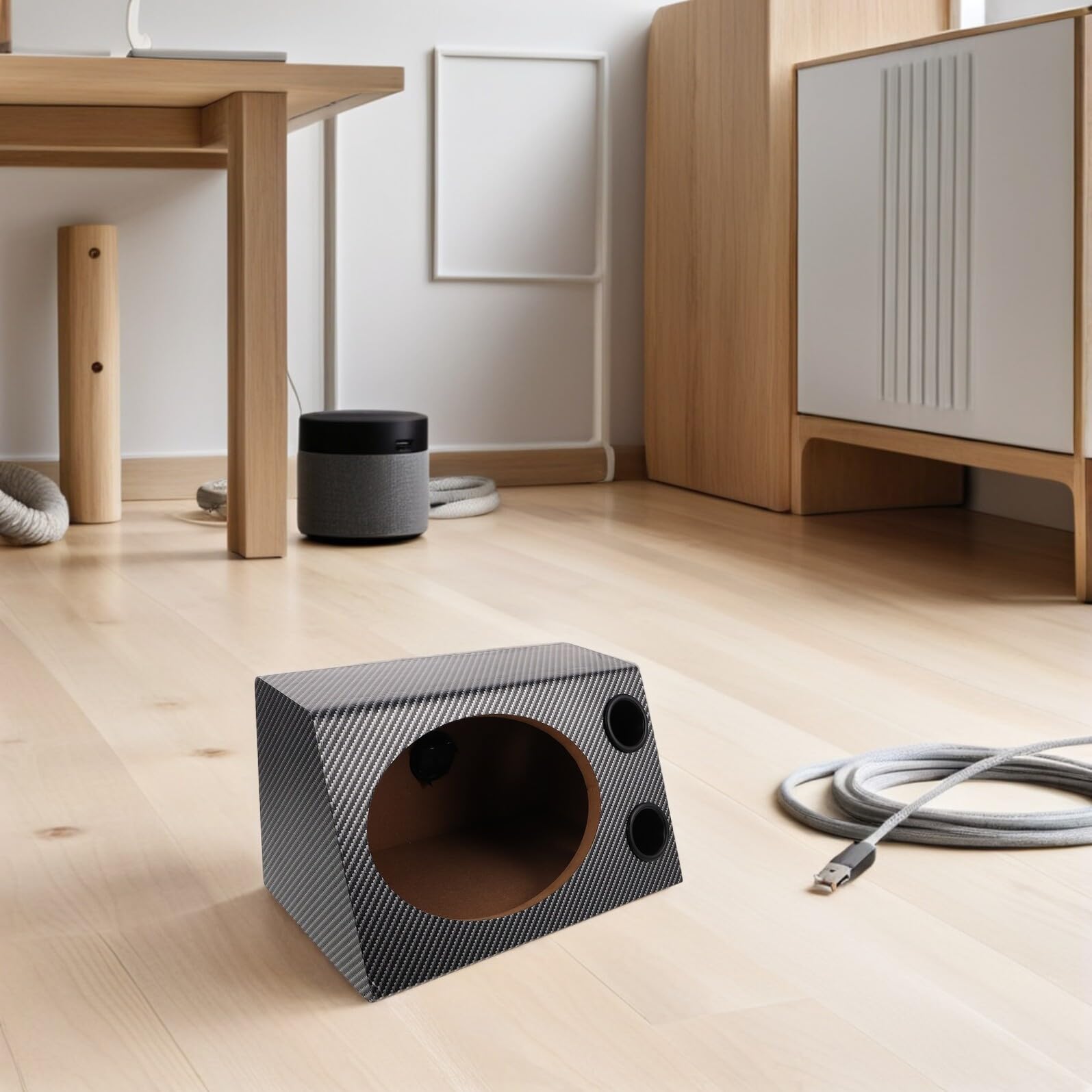 Garneck Cassa Altoparlante Subwoofer in Legno e Pvc per Auto e Casa Trapezoidale