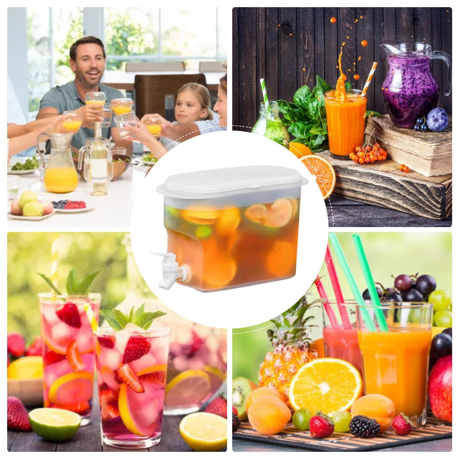 Distributeur de Boisson 3,5L avec Robinet, Grande Capacité, Plastique, pour Thé Glacé, Limonade