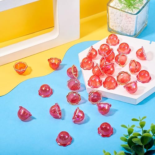 Vista 89 de FASHEWELRY 10 cuentas de cristal hechas a mano, cuentas florales de cristal, cuentas espaciadoras de flores de trompeta transparentes, cuentas