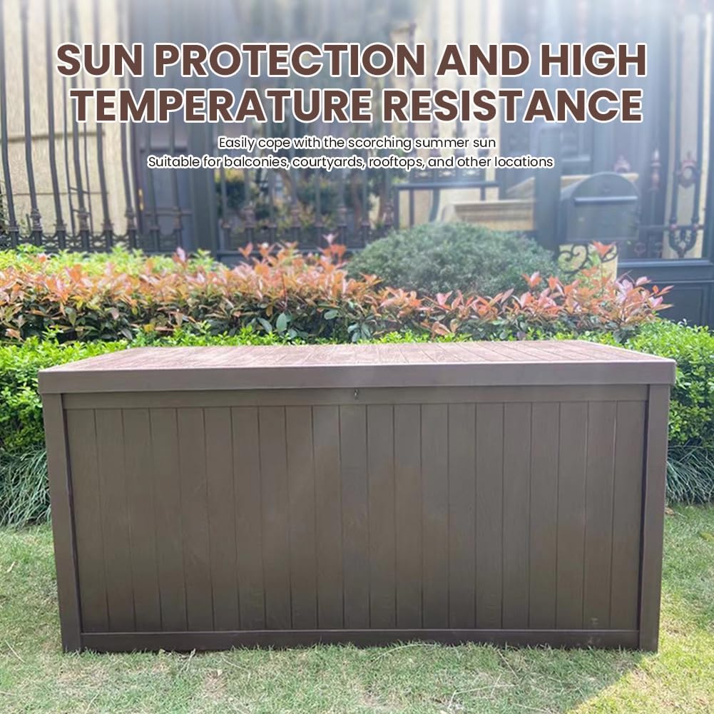 Large Deck Storage Box Lockable Organization and Storage Box Waterproof for Furniture Outdoor Cushions Garden Pool Tools