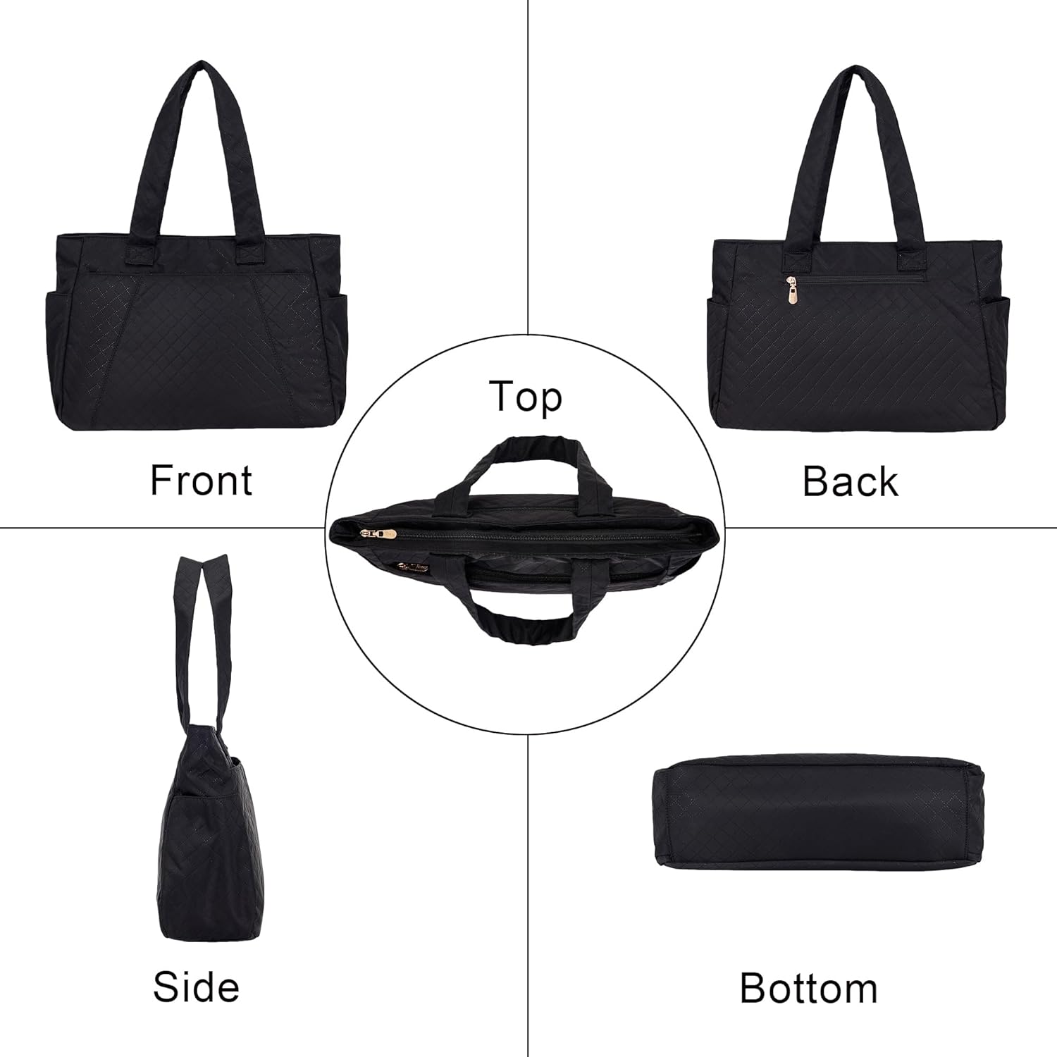 Quilted Tote Bag for Women Lightweight Water Resistant Laptop Bag Shoulder Bag for Work Travel Gym Beach
