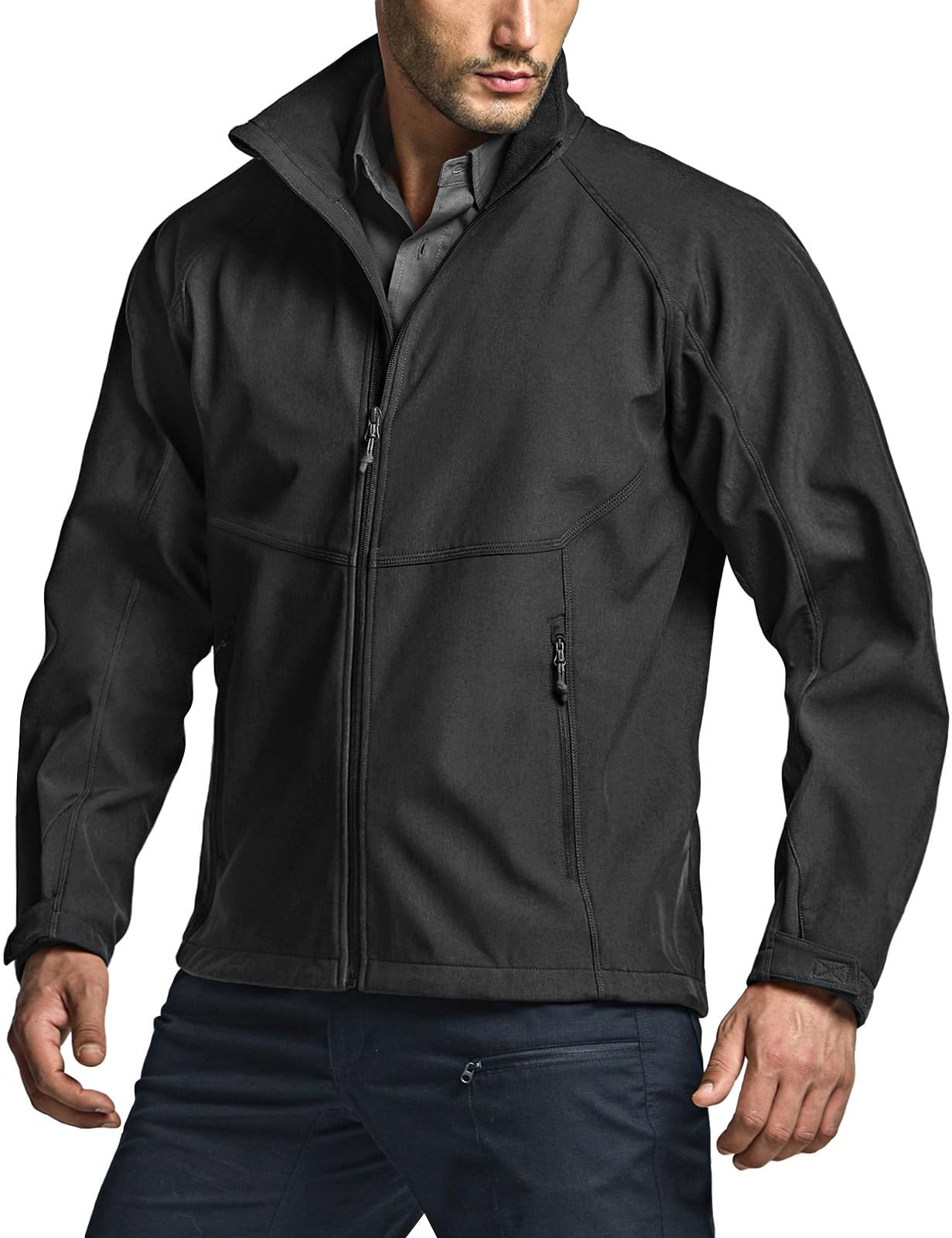 CQR Men's Tactical Softshell Jacket, Winter Warm Fleece Lined Coat, Water Resistant Outdoor Hunting Hiking Rain Windbreaker