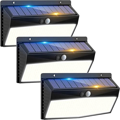 Miniatura 11 de 2 paquetes de 368 luces LED con sensor de movimiento solar para exteriores, luces solares para cercas con 3 modos de iluminación, luces de seguridad
