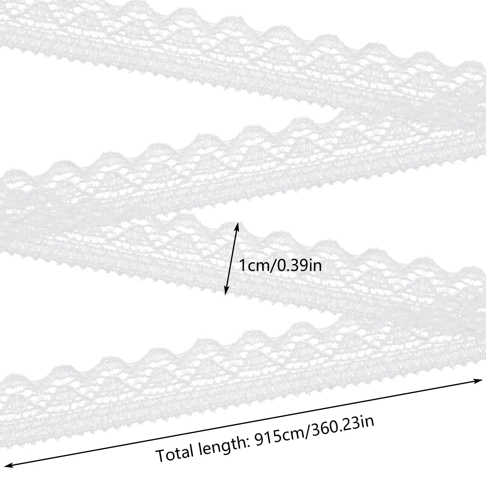 1 CM 10 Yards White Lace Trim, Lace Ribbon Crochet Sewing Lace Ribbons for Crafts, Wide Stretchy Lace Trim Elastic Floral Lace for Bridal Wedding Decoration, DIY Sewing Craft, Christmas Package