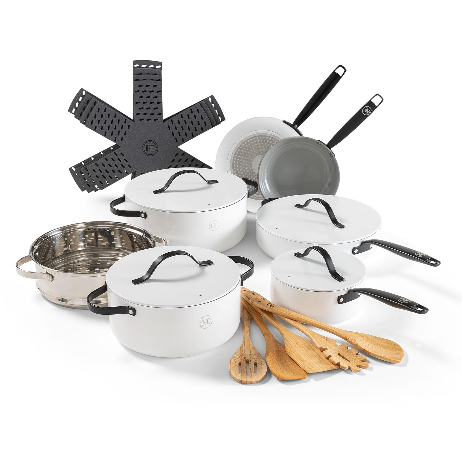 Be Living Essential 6-teiliges Kochgeschirr-Set – Keramische Antihaftbeschichtung – Frei von PTFE und PFOA – Ideal für d