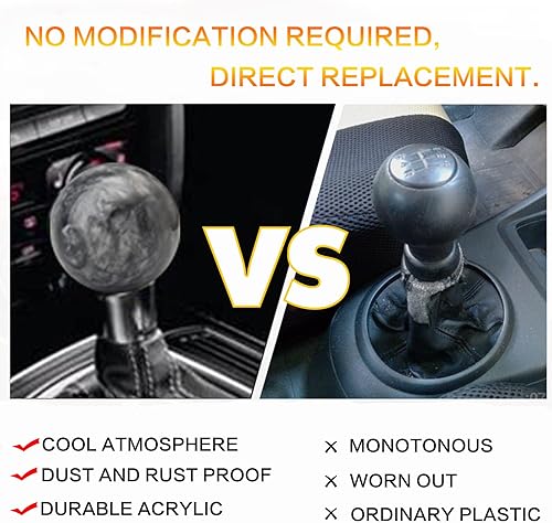 Miniatura 31 de Pomo de palanca de cambios redondo universal estilo mármol 5 6 velocidades para vehículos automáticos manuales con adaptadores (morado)