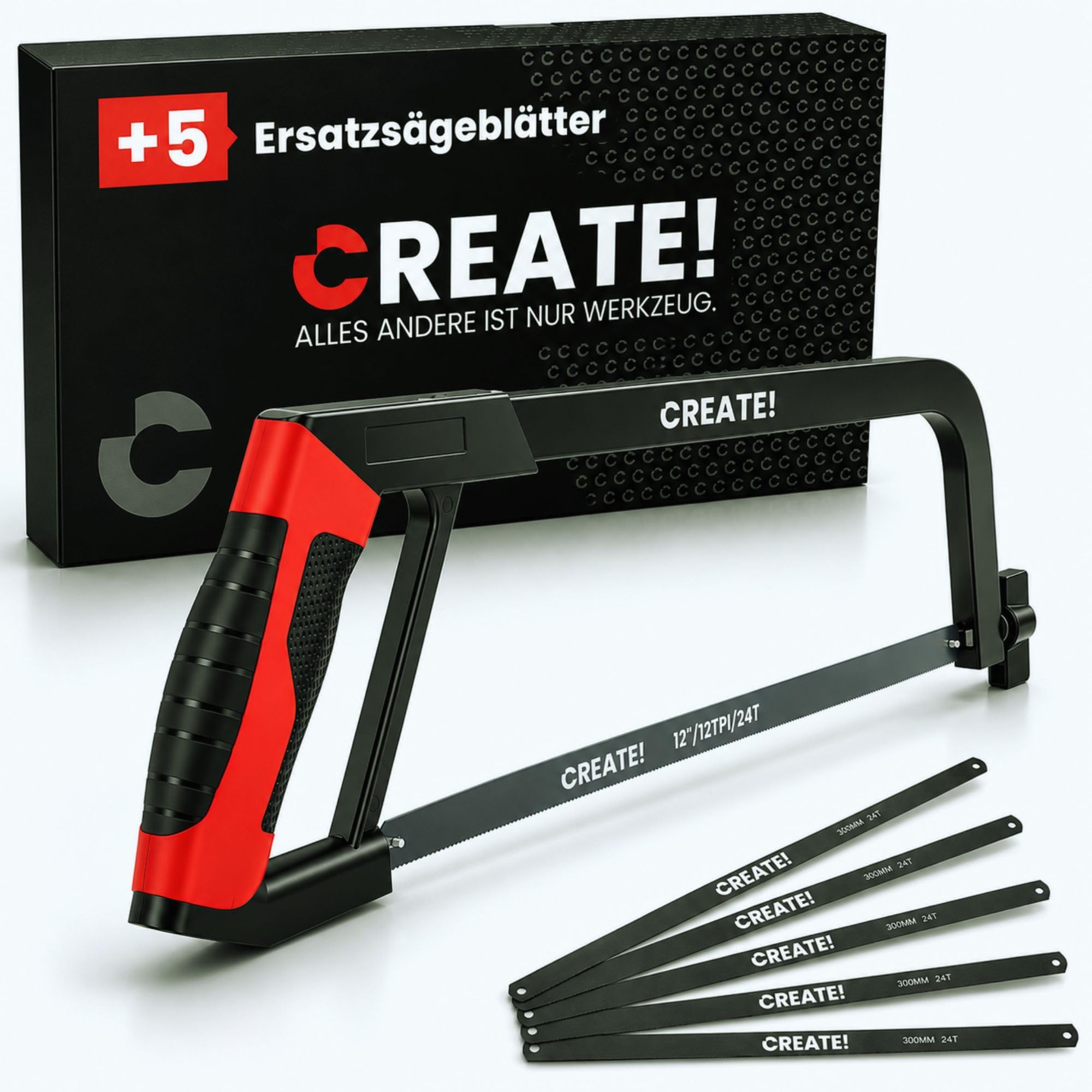 CREATE Metallsäge - 300 MM mit verstallbarem Sägeblatt.(inl. 5 Ersatzsägeblätter)
