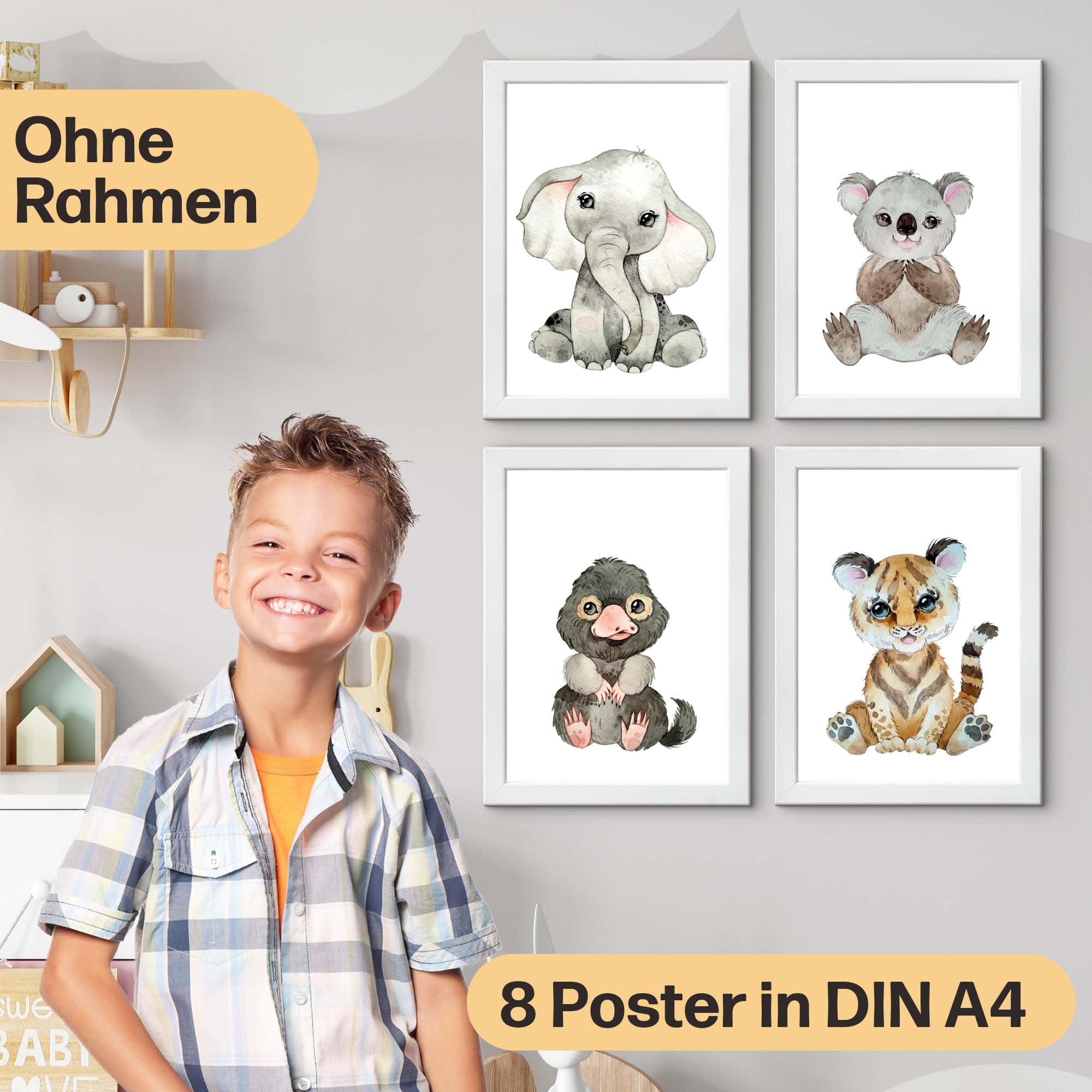 CreativeRobin Cute Animal Poster Set for Children's Room I Baby Room Decoration I DIN A4, baby animals - Image 4
