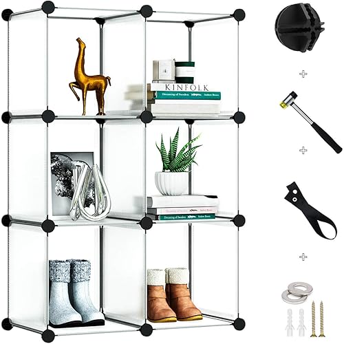GREENSTELL 6 Cubes Storage Organizer,DIY Plastic Stackable Shelves Multifunctional Modular Bookcase Closet Cabinet for Books,Clothes,Toys,Artworks,Decorations (White)