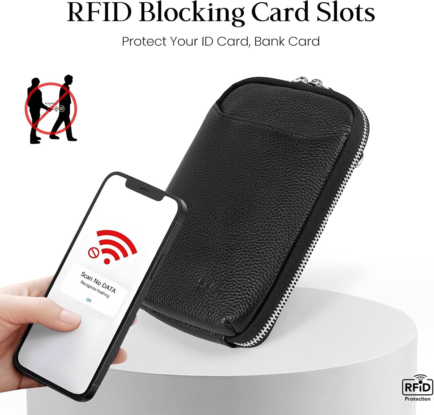 befen Genuine Leather Crossbody Cell Phone Purse for Women, Small Zip Around RFID Blocking Crossbody Wallet Bags - Image 4