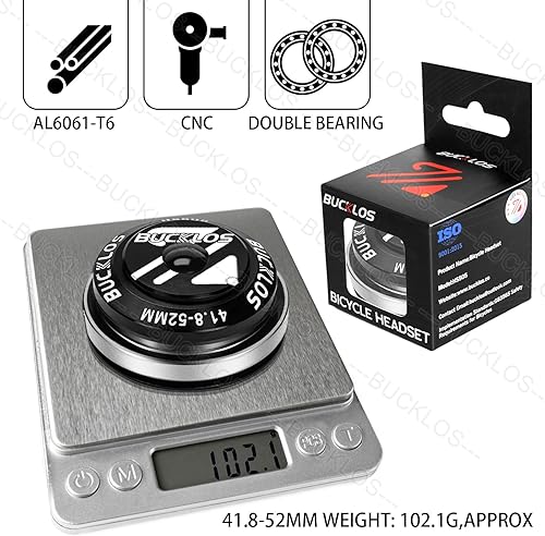 Miniatura 6 de BUCKLOS 1-18 Auriculares de Bicicleta MTB Sin Rosca 34 44 44-50.6 44-55 44-56 41.8-52mm, Caja de Dirección con Rodamientos Sellados Dobles para
