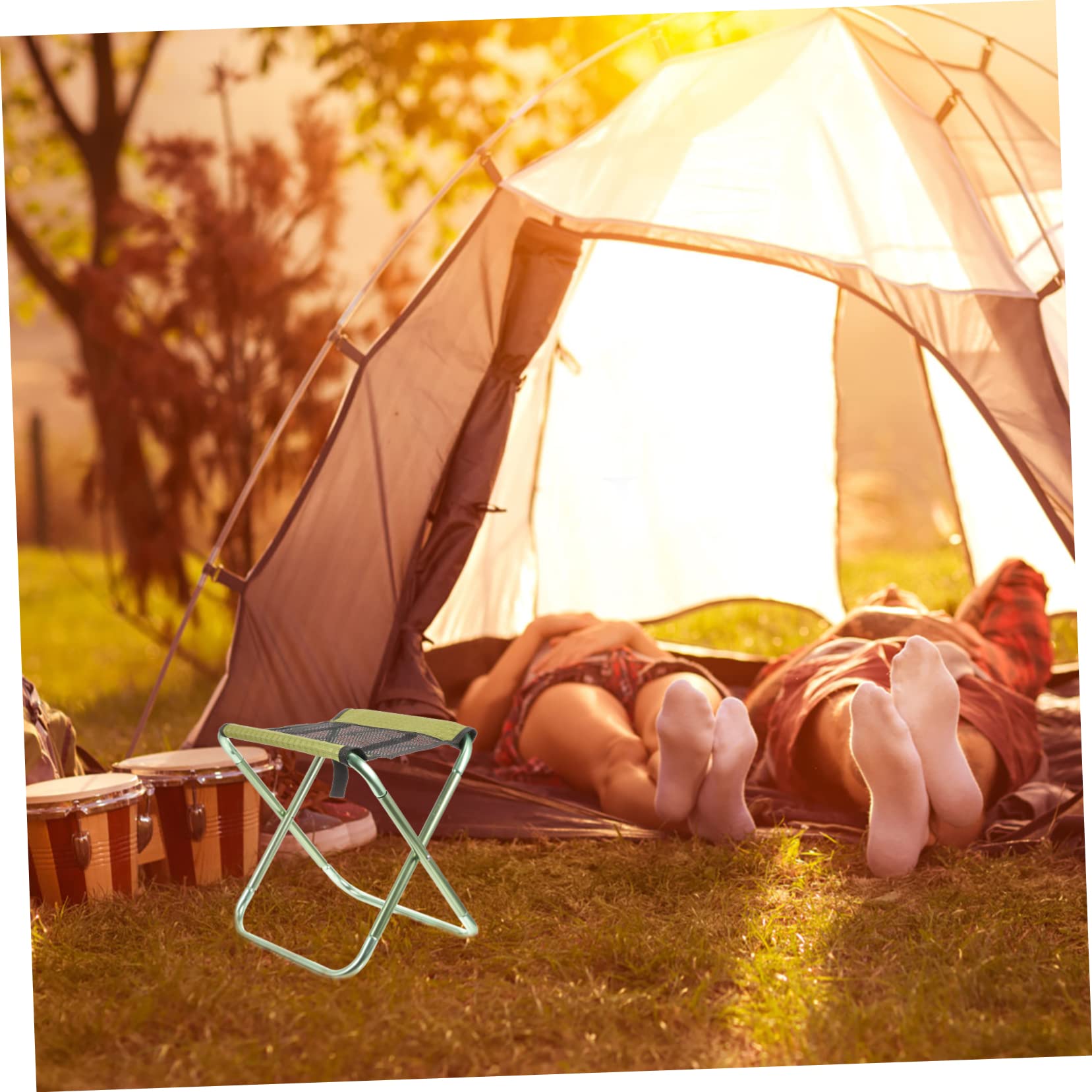 GALPADA Lightweight Portable Outdoor Folding Chair Compact Camping Stool with Oxford for Beach Fishing Hiking and Travel Supports Easy to Carry and Store