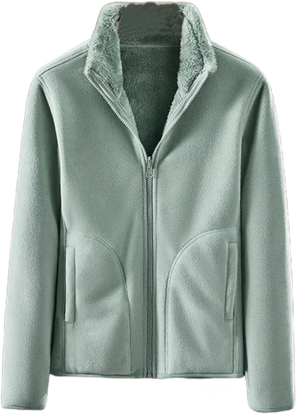 Fleece Womens Outdoor Clothing Fashion Versatile Leisure Sports Thickening Double Sided Warm Coat