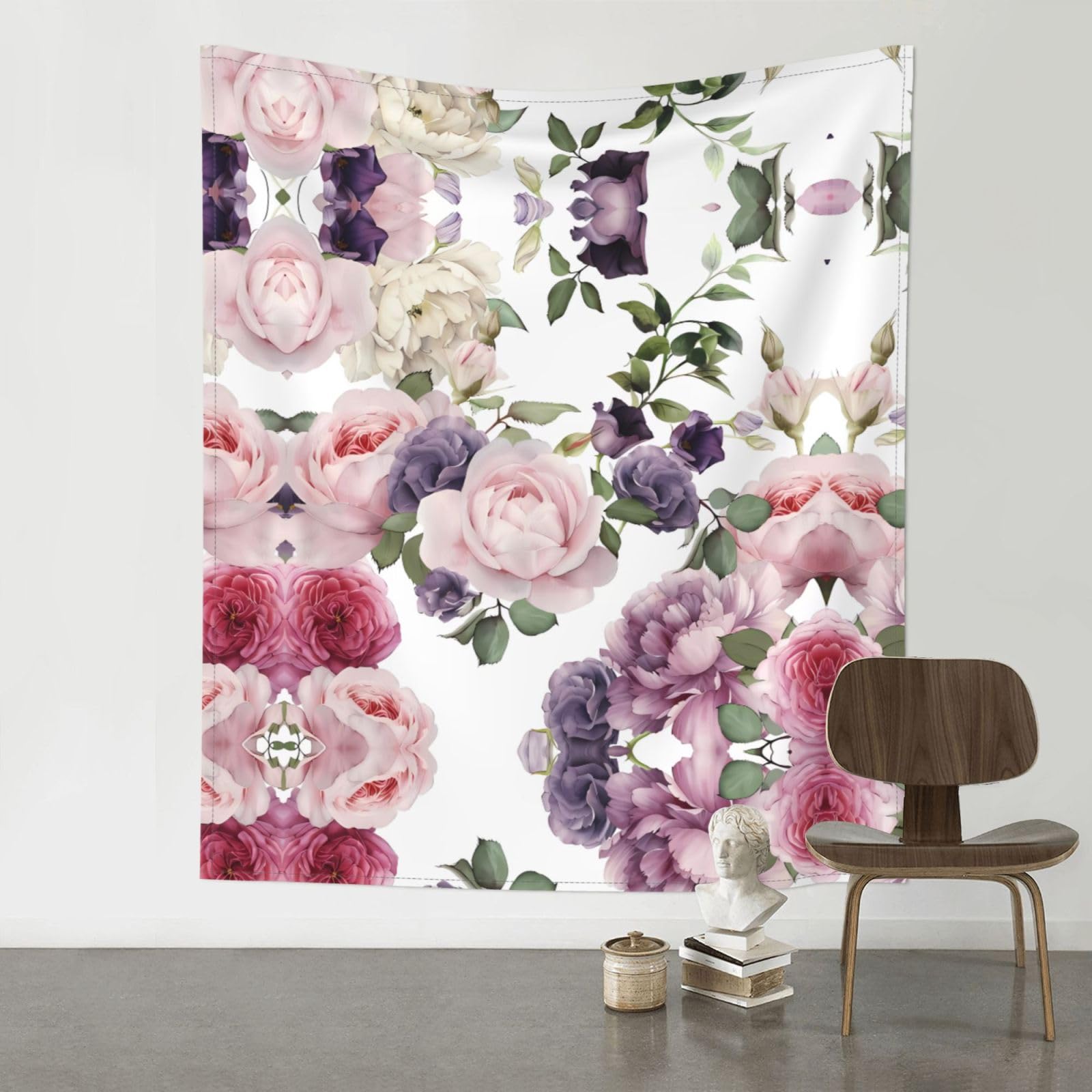 WHJSHOP Rose Prints Original Wall Tapestry 60x51in – Boho Throw Blanket for Dorm Decor, Beach Picnic, & Bedroom Layering