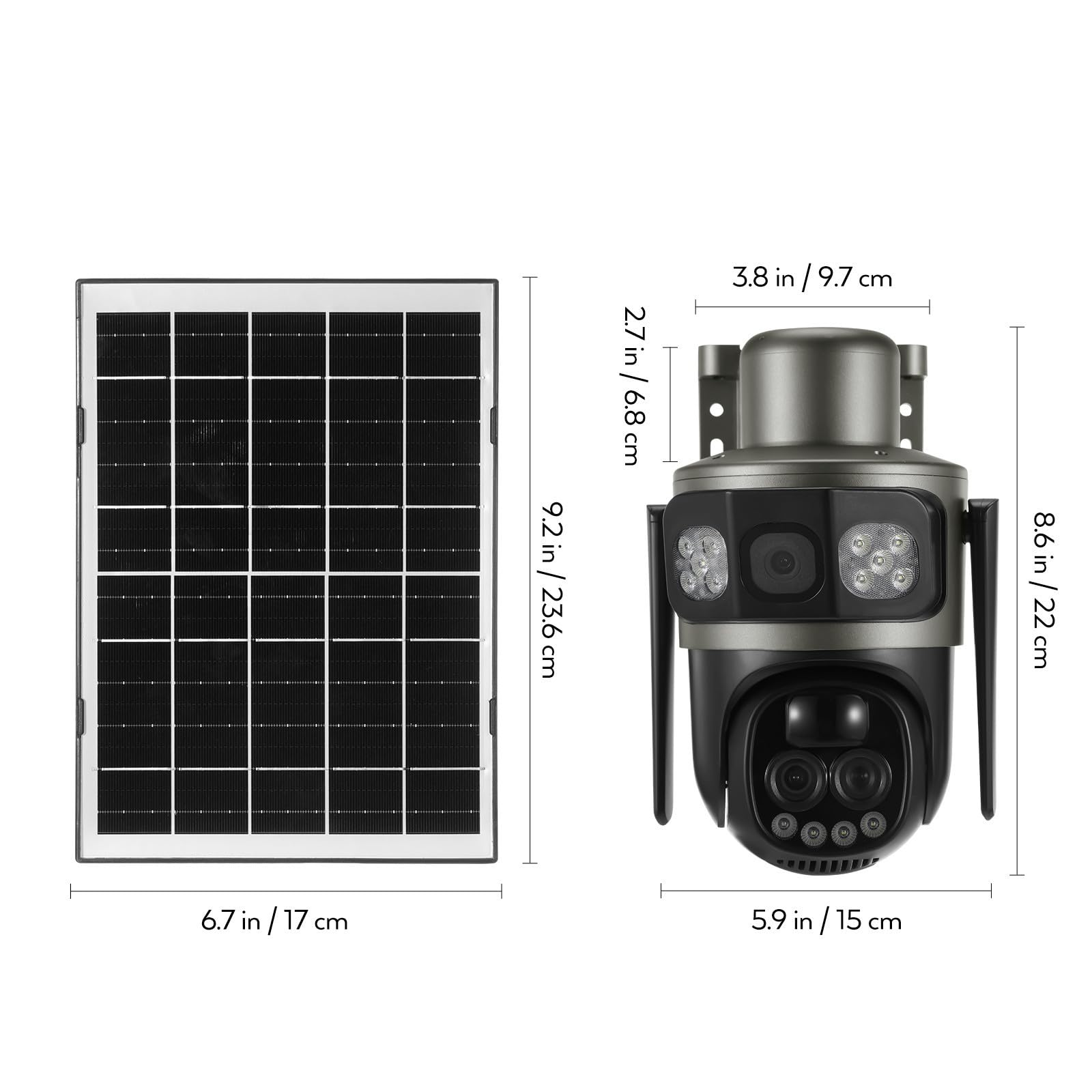 UKCOCO Telecamera di Sicurezza Solare Wifi per Esterni Ip66 con Sensore Pir