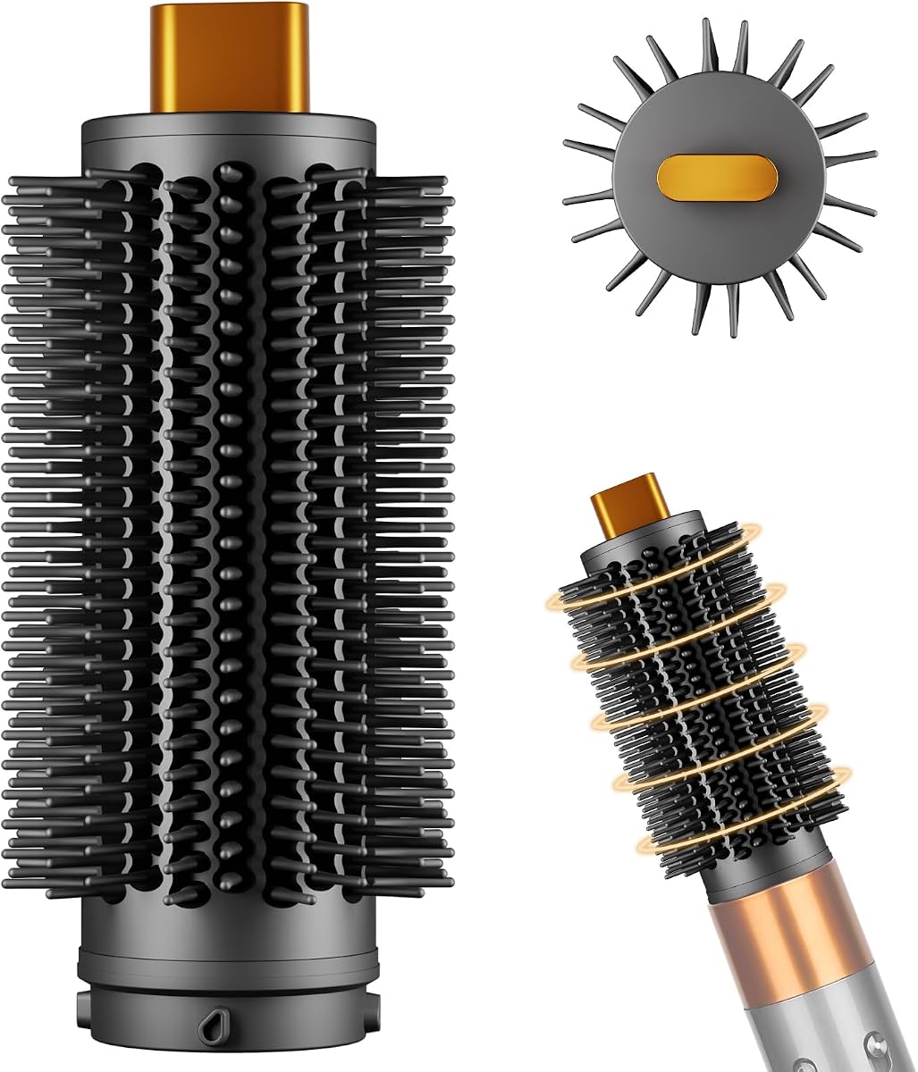 Round Brush Attachment Upgraded for Dyson Airwrap, Round Volumizing Brush Compatible with Dyson Air wrap HS01/05/08 Accessories for Straighten Dry Curls Add Volume, Gold