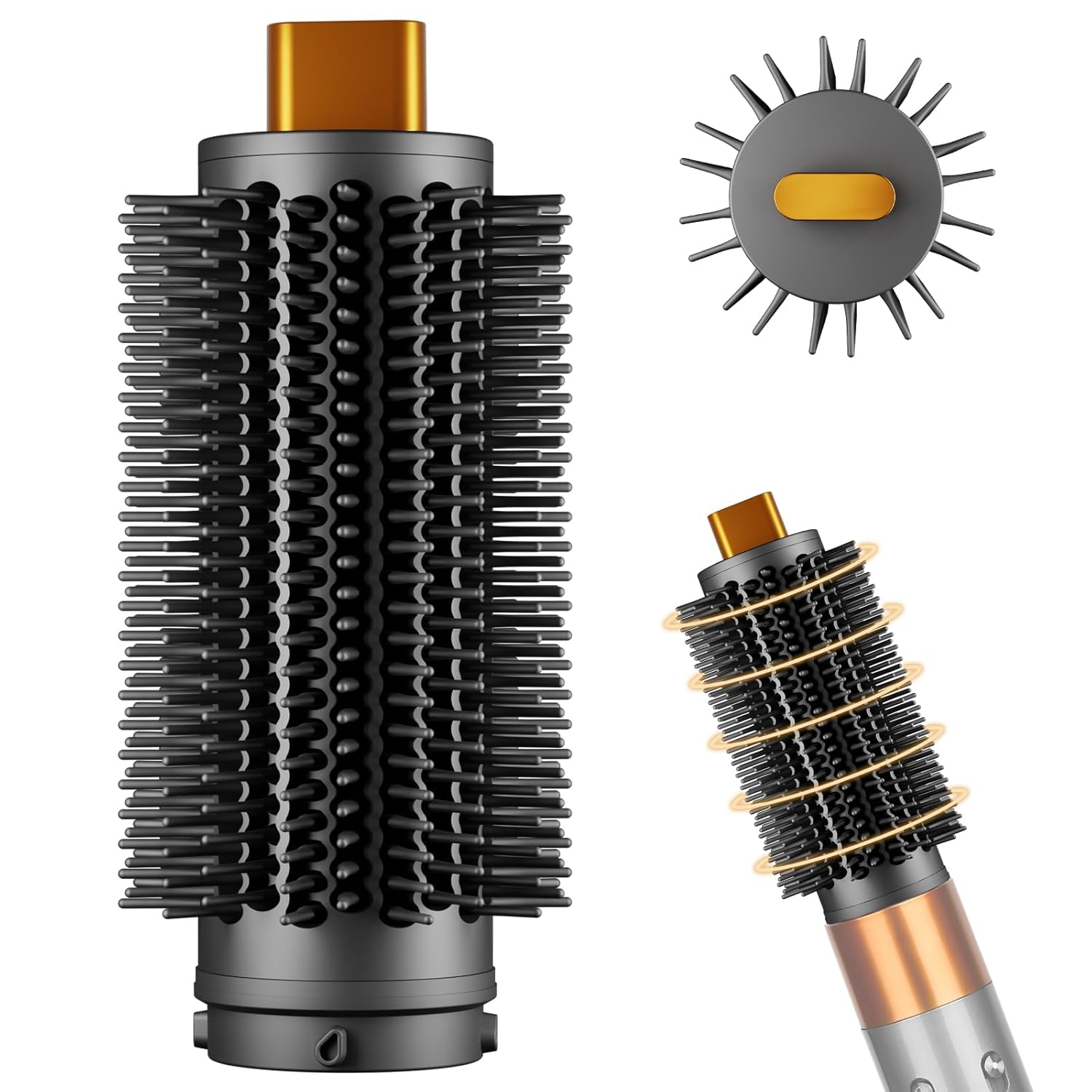 Round Brush Attachment Upgraded for Dyson Airwrap, Round Volumizing Brush for Dyson Air wrap HS01/05/08 Accessories for Straighten Dry Curls Add Volume, Gold Round Brush Attachment Upgraded for Dyson Airwrap, Round Volumizing Brush for Dyson Air wrap HS01/05/08 Accessories for Straighten Dry Curls Add Volume, Gold