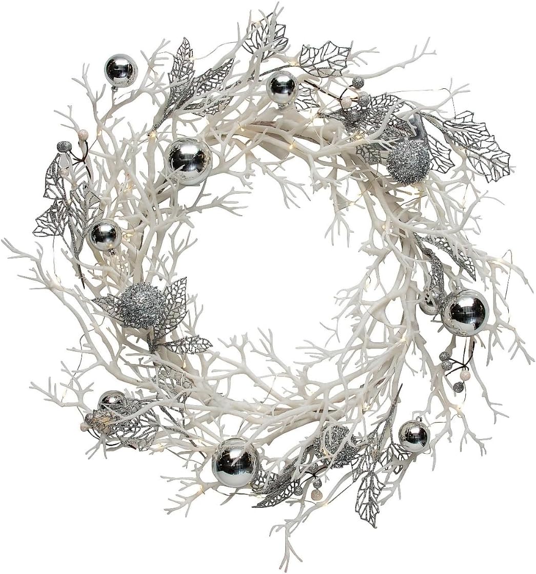 Light-Up White Winter Wreath Christmas Decoration
