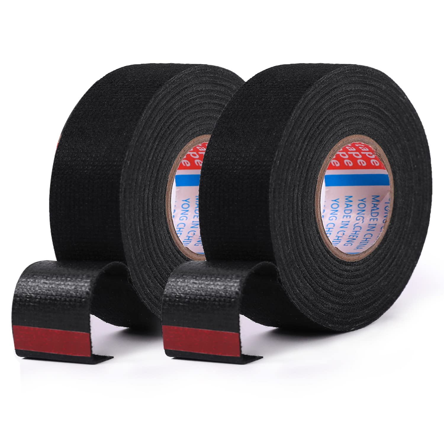 HSTECH 2 Rolls Width 1.26in Wire Loom Harness Tape, Speaker Wiring Harness Cloth Tape, Black Adhesive Fabric Tape, for Automobile Electrical Wire
