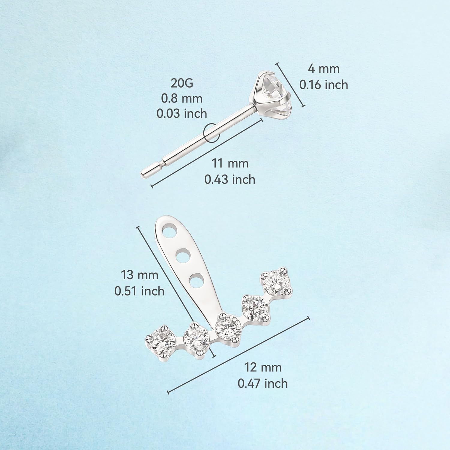 Limerencia F136 Hypoallergenic Pure Titanium Earrings for Women, G23 Implant Grade 5A Cubic Zirconia Open Hoops, Cartilage Stud Earrings Trendy Jewelry for Sensitive Ears - Image 3