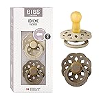 BIBS Pacifiers - Boheme Collection | BPA-Free Baby Pacifier | Made in Denmark | Set of 2 Vanilla/Dark Oak Color Premium Soothers | Size 0-6 Months