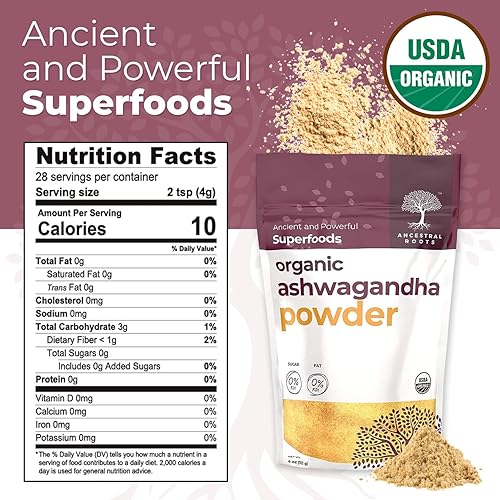 Miniatura 6 de OMG! Organic Meets Good Ancestral Roots Ashwagandha - Polvo de raíz de Ashwagandha, 4 onzas, Ashwagandha hecho en la naturaleza, 0.14 onzas por