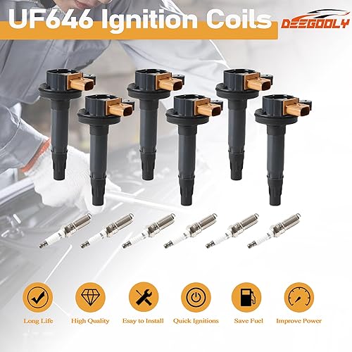 Miniatura 2 de Paquete de 6 bobinas de encendido UF646 y bujías de iridio compatibles con Ford Expedition Explorer F150 Flex Police Taurus Transit Lincoln MKS MKT